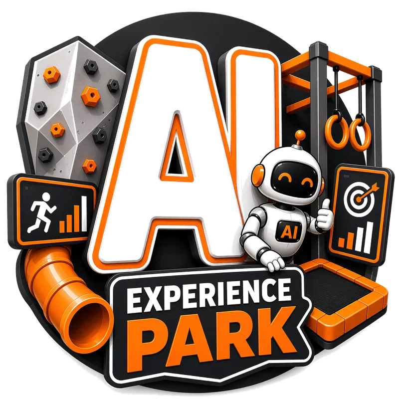AI Experience Park logo featuring 3D AI letters with robot mascot